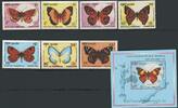 Kambodscha Kambodscha 1142-1148 + Bl 176 postfrisch Schmetterlinge MiNr. 1142-1148 + Bl 176 postfrisch Schmetterlinge -