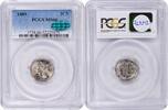 US Three Cent 1889 Three Cent Nickel MS66 PCGS (CAC) CAC -