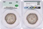 US Half Dollar 1861 Liberty Seated Silver Half Dollar AU58 CACG None -