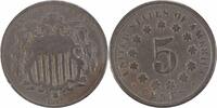 US Nickel 1867 Shield Nickel No Rays DDO VF Uncertified None -