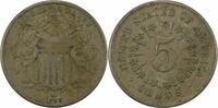 US Nickel 1866 Shield Nickel Rays VF Uncertified #301 None -