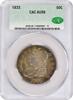 US Half Dollar 1833 Bust Silver Half Dollar AU58 CACG None -