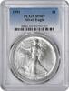 US Dollar 1991 $1 American Silver Eagle MS69 PCGS None -