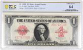 US Dollar 1923 $1 Large Legal Tender FR40 Choice UNC 64 PCGS None -