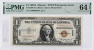 US Dollar 1935 A $1 WWII Emergency Issue Silver Certificate - Hawaii FR2300 Choice UNC 64 EPQ PMG -