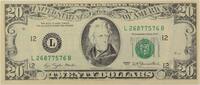 US Twenty Dollar 1977 $20 Federal Reserve Bank Note FR2072L Insufficient Ink Obverse Choice UNC Uncertified -
