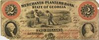 US Two Dollar $2 Merchants & Planters Bank Georgia GA12970-10 Net VG Uncertified -