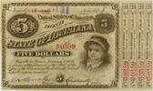 US Five Dollar $5 1878 State of Louisiana Baby Bond AU Uncertified -