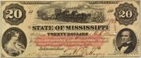 US Twenty Dollar $20 1863 State of Mississippi CR-3B EF Uncertified -