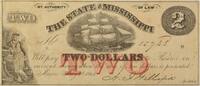 US Two Dollar $2 1864 State of Mississippi CR-43 EF Uncertified -