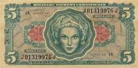 US Five Dollar $5 Military Payment Certificate Series 641 EF Pinholes Uncertified -