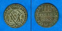 Altdeutschland Jülich Berg 3 Stüber 1806 R ss-vz selten -