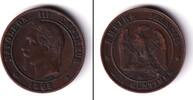 Alle Welt 10 Centimes FRANKREICH 1865 BB ss+ selten -