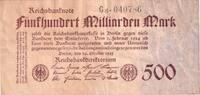 500 Milliarden Mark 1923 Banknoten 500 MILLIARDEN MARK 1923  Ro.124d  III+ III+