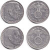 Drittes Reich 2 Mark Lot: DEUTSCHES REICH 2x 2 Reichsmark 1939 F G (J.366) ss -