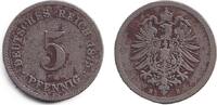 Deutsches Kaiserreich 5 Pfennig 1875 DEUTSCHES REICH 5 Pf. (J.3) 1875 H ... 24,80 EUR  Excl. 8,90 EUR Verzending