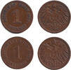 Deutsches Kaiserreich 1 Pfennig 1898-1901 Lot: DEUTSCHES REICH 2x 1 Pf. ... 9,80 EUR  Excl. 8,90 EUR Verzending