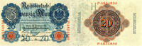 Banknoten 20 Mark 1914 20 MARK 1914 Ro.47b I I 14,80 EUR  Excl. 8,90 EUR Verzending