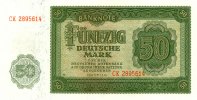 Banknoten 50 DEUTSCHE MARK 1948 DDR:  1948 Ro.345b I  7,80 EUR incl. BTW., plus 8,90 EUR verzending