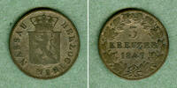 Altdeutschland 3 Kreuzer Nassau 3 Kreuzer 1847 f.ss -