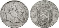 BELGIEN 2 Francs Leopold II., 1865-1909. -