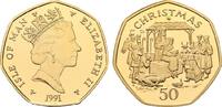 GROSSBRITANNIEN Weihnachts - 50 Pence (Goldabschlag) Elizabeth II seit 1952. -