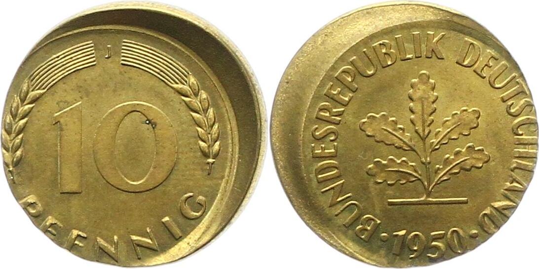 Münzen der Bundesrepublik Deutschland Verprägung. 10 Pfennig 1 1950 J Mark 19452001. UNC