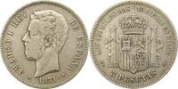 Spanien 5 Peseten Amadeo I. 1871-1873. -