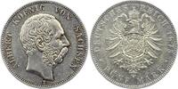 Sachsen 5 Mark Albert 1873-1902. -