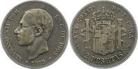 Spanien 2 Pesetas Alfons XII. 1874-1885. -