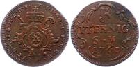 Erfurt-erzbischöflich mainzische Münzstätte 3 Pfennig Johann Friedrich Karl Graf von Ostein 1743-1763. -