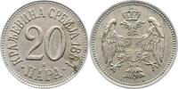Serbien 20 Para Milan I. Obrenowitsch 1882-1889, seit 1868 Fürst. -