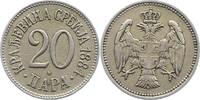 Serbien 20 Para Milan I. Obrenowitsch 1882-1889, seit 1868 Fürst. -