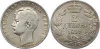 Serbien 2 Dinar Alexander 1889-1902. -