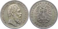 Württemberg 5 Mark Karl 1864-1891. -