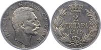 Serbien 2 Dinar Peter I. 1903-1918. -