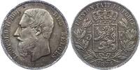 Belgien-Königreich 5 Francs Leopold II. 1865-1909. -