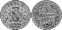 Baden-Durlach 3 Kreuzer Friedrich I. 1852-1907. -