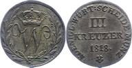 Württemberg 3 Kreuzer Wilhelm I. 1816-1864. -