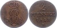 Braunschweig-Calenberg-Hannover 2 Pfennig Ernst August 1837-1851. -