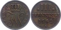 Mecklenburg-Strelitz 3 Pfennig Friedrich Wilhelm 1860-1904. -