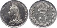 Großbritannien 3 Pence Victoria 1837-1901. -