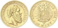 Württemberg 10 Mark 1875 F Karl 1864 - 1891 very fine-Extremly fine