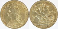 Großbrittannien 1 Crowne 1889 Queen Victoria VF vzgl+ /-, vergoldet