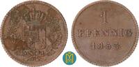 Bayern 1 Pfennig Maximilian II. Joseph 1848-1864. -