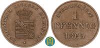 Sachsen Meiningen 1 Pfennig Bernhard II. Erich Freund 1806-1866. -