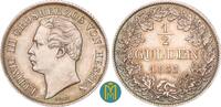 1/2 Gulden 1855 Hessen-Darmstadt Ludwig III. 1848-1877. vorzüglich, kaum sichtbare Haarlinien (fast nur Revers).