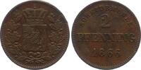 Bayern, Königreich 2 Pfenning 1866 Ludwig II. (1864-1886) wz. Rand- und ... 10,00 EUR  Excl. 4,00 EUR Verzending