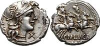 Cn. Lucretius Trio AR Denarius. Rome, 136 BC. -