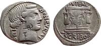 AR Denarius of L. Scribonius Libo 62 BC., Lightning strikes the Forum -